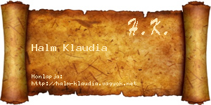 Halm Klaudia névjegykártya